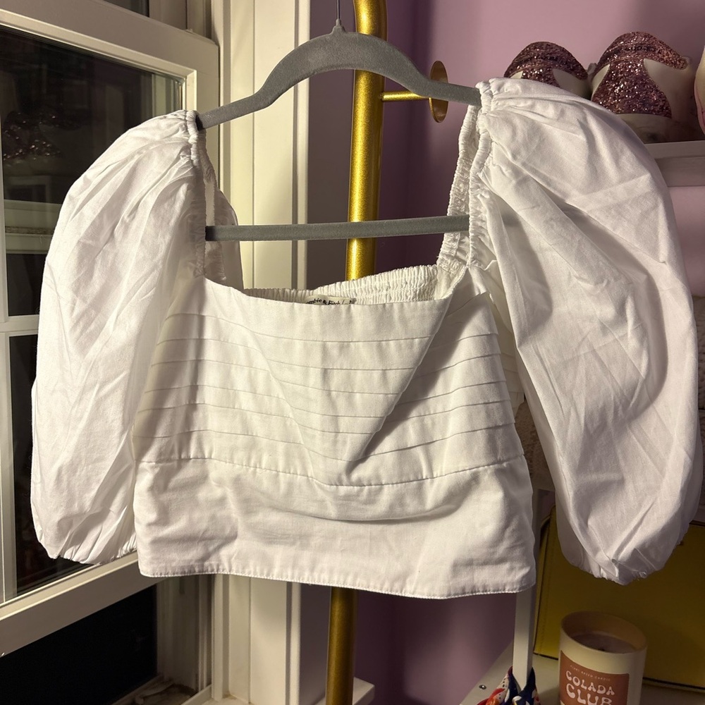A&F White Puff Sleeve Top